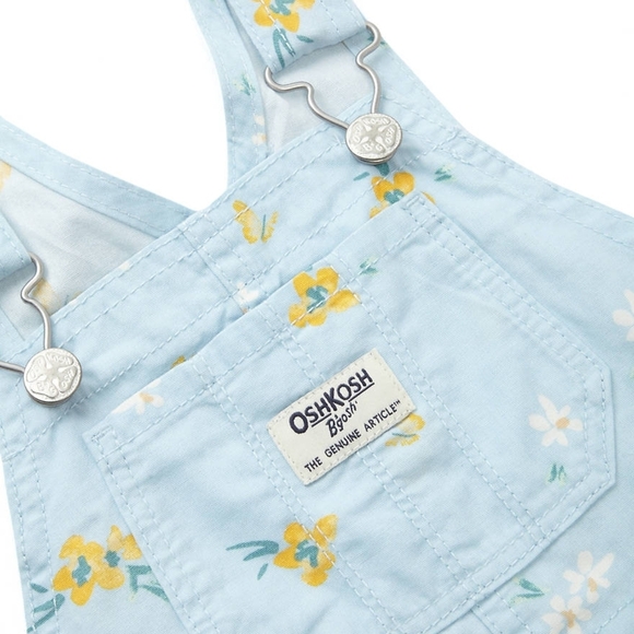 OshKosh B'gosh Light Blue Overalls with Yellow Floral Pattern - Picture 3 of 7